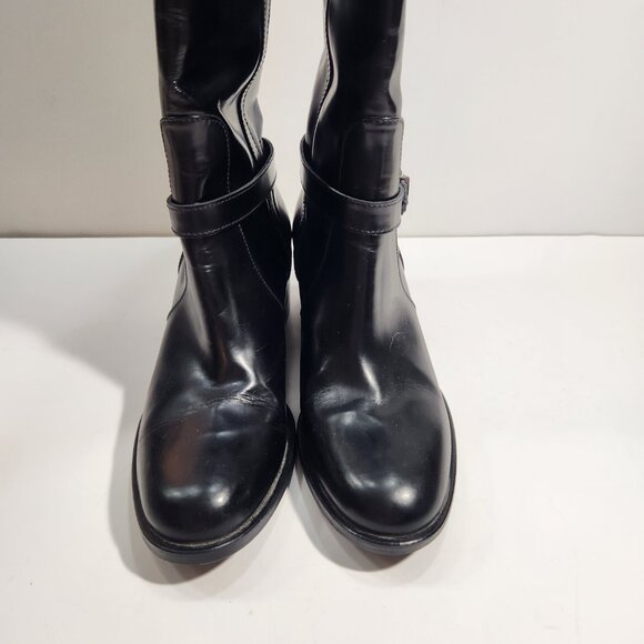 Classic Styling Aquatalia Weatherproof Black Knee High Leather Boots Size 7 - Picture 3 of 10